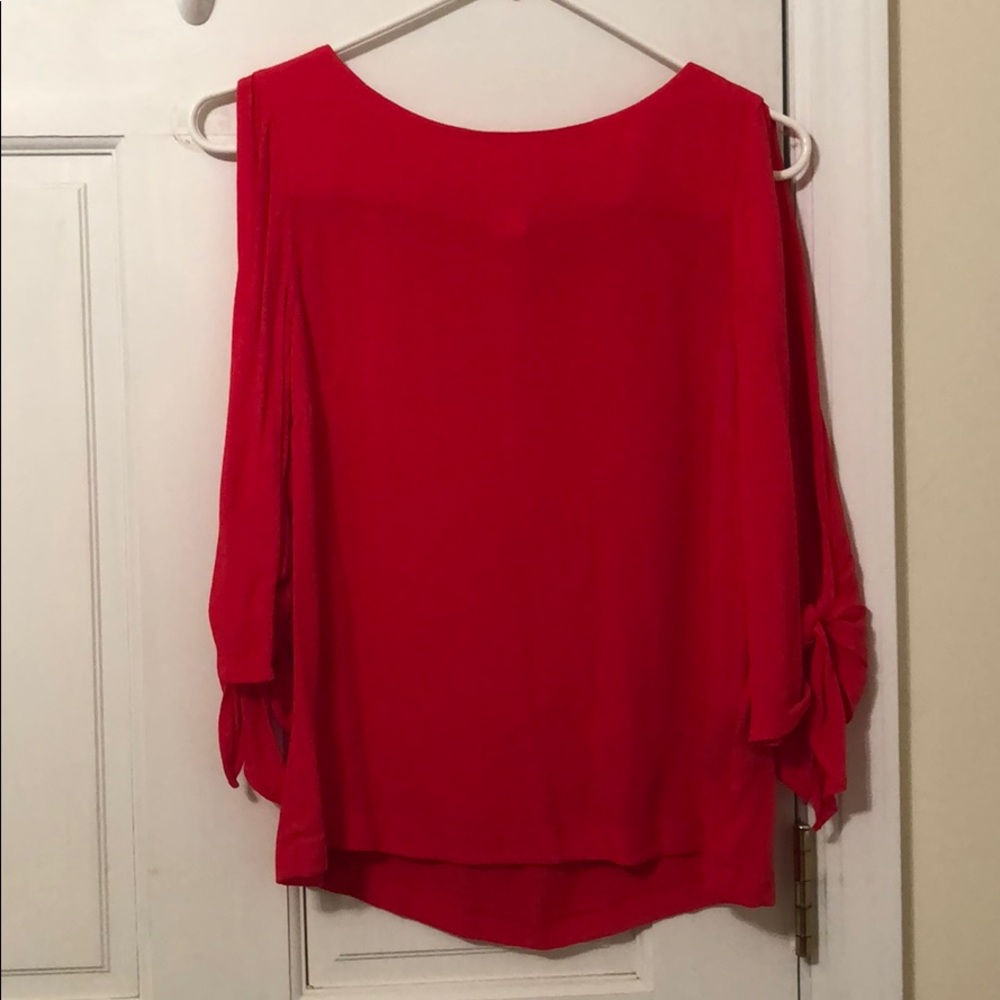 Red Dress Top with Cut Sleeves